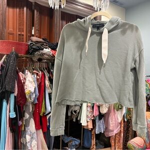 Derek Heart Sage Hoodie with White Drawstrings